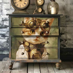 Clockwork Kitty A1 Decoupage Paper by Redesign With Prima | 23.4” x 33.1”