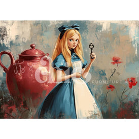 Alice and the Giant Teapot Decoupage Paper by It’s So Chic Furniture Art | A1/A2/A3