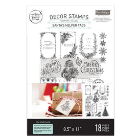 Santa's Helper Tags Clear Stamp by Redesign With Prima | 8.5” x 11” | Christmas Collection