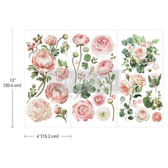 Blushing Blooms Small Furniture Transfer by Redesign With Prima | 6” x 12”