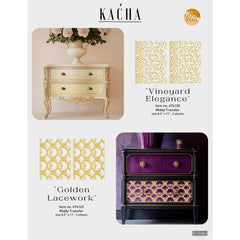 Golden Lacework Middy Furniture Transfer by Redesign With Prima | 8.5” x 11” | Kacha Collection