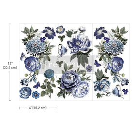 Indigo Petals Small Furniture Transfer by Redesign With Prima | 6” x 12”