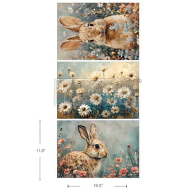 Garden Bunny Tales Decoupage Tissue Paper by Redesign With Prima 3pk | 19” x 30” | Blossoms & Bunnies Collection