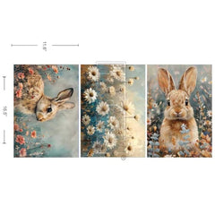 Garden Bunny Tales Decoupage Tissue Paper by Redesign With Prima 3pk | 19” x 30” | Blossoms & Bunnies Collection