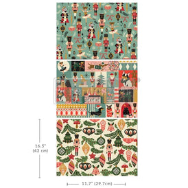 Nutcracker Happiness Decoupage Fiber Paper by Redesign With Prima 3pk | A3 11.7” x 16.5” each | Whimsical Christmas Collection