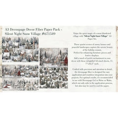 Silent Night Snow Village Decoupage Fiber Paper by Redesign With Prima 3pk | A3 11.7” x 16.5” each | Whimsical Christmas Collection