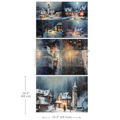 Snowy Twilight Decoupage Fiber Paper by Redesign With Prima 3pk | A3 11.7” x 16.5” each | Whimsical Christmas Collection