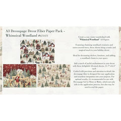 Whimsical Woodland Decoupage Fiber Paper by Redesign With Prima 3pk | A3 11.7” x 16.5” each | Whimsical Christmas Collection