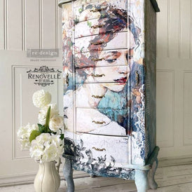 A1 Decoupage Paper | Peaceful Ponder | Redesign With Prima | 23.4” x 33.1” | Lady Decoupage Paper, Portrait Decor, Large Decoupage Paper